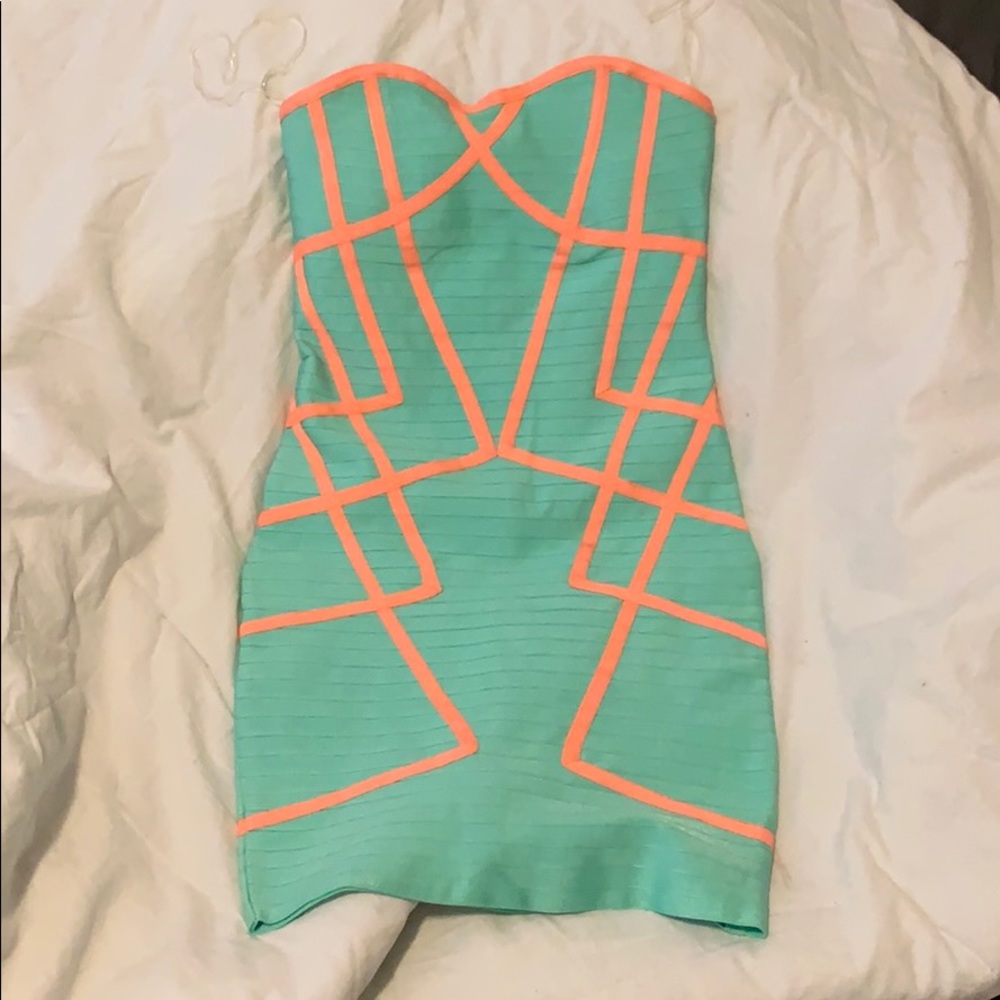 Mint/Pink bandage dress